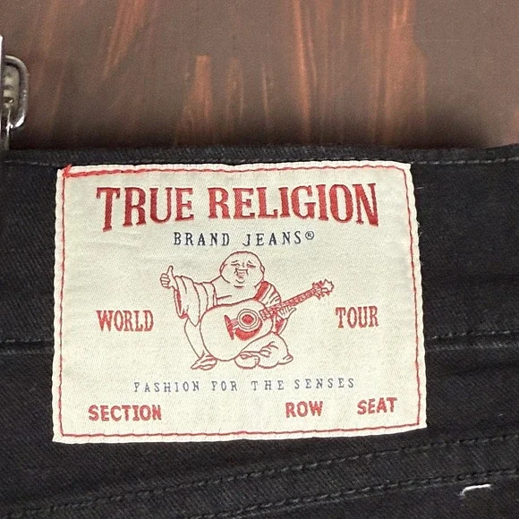 True Religion Ricky Relaxed Straight Leg Shorts Black Red Bred Men's 38 NEW‎ NWT